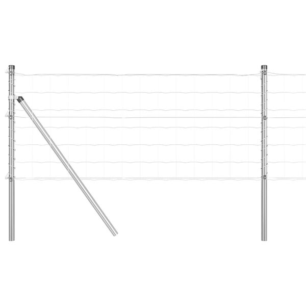 vidaXL Fence with Post Silver 0.8 x 25 m Steel and PVC