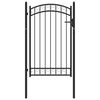 vidaXL Fence Gate with Arched Top Steel 100x150 cm Black