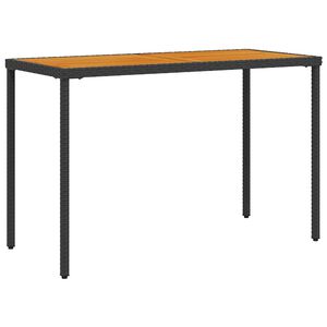 vidaXL Garden Table with Acacia Wood Top Black 115x54x74 cm Poly Rattan