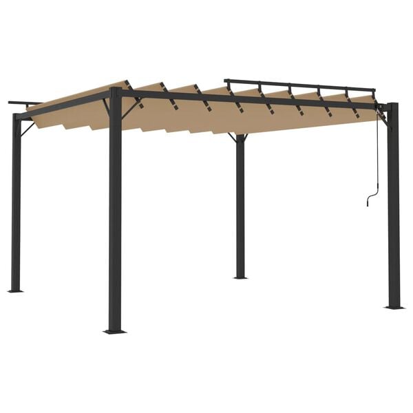 vidaXL Gazebo with Louvered Roof 3x3 m Taupe Fabric and Aluminium