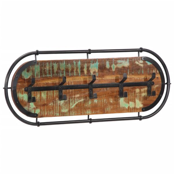 vidaXL Wall-mounted Coat Rack with 5 Hooks Solid Wood Reclaimed