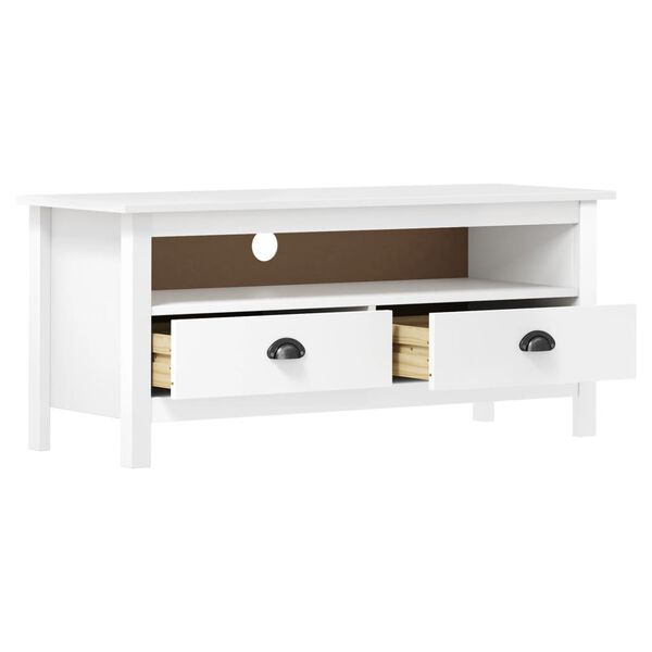 vidaXL TV Cabinet Hill White 110x40x47 cm Solid Pine Wood