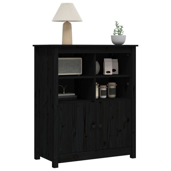 vidaXL Sideboard Black 83x41.5x100 cm Solid Wood Pine