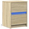 vidaXL Bedside Cabinet with LED Lights Sonoma Oak Engineered Wood