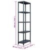 vidaXL Storage Shelf Rack Black 125 kg 60x30x180 cm Plastic