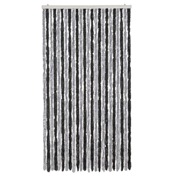 vidaXL Fly Curtain Grey and Black 100x230 cm Chenille