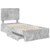vidaXL Bed Frame with Drawer Concrete Grey 90 x 200 cm Engineered Wood