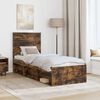 vidaXL Bed Frame with Headboard Smoked Oak 75 x 190 cm Solid Pine Wood