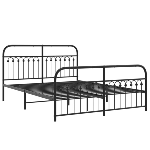 vidaXL Metal Bed Frame without Mattress with Footboard Black 160x200cm