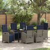 vidaXL Garden Dining Set with Cushion 7 pcs Grey Poly Rattan