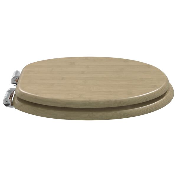 vidaXL Soft-Close Toilet Seat Light Bamboo Color 44 x 38 cm MDF board