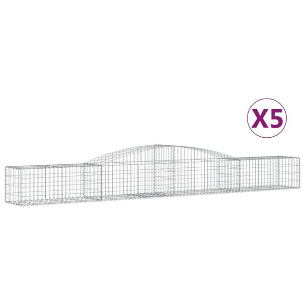 vidaXL Arched Gabion Baskets 5 pcs 400x50x40/60 cm Galvanised Iron