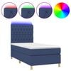 vidaXL Box Spring Bed with Mattress&LED Blue 100x200 cm Fabric