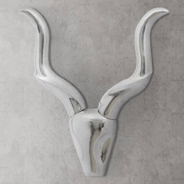 Wall Mounted Aluminium Gazelle&rsquo;s Head Decoration Silver 50 cm