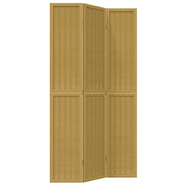 vidaXL Room Divider 3 Panels Brown Solid Wood Paulownia