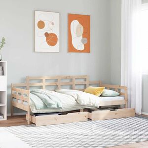 vidaXL Daybed with Drawers without Mattress 90x190 cm Single Solid Wood