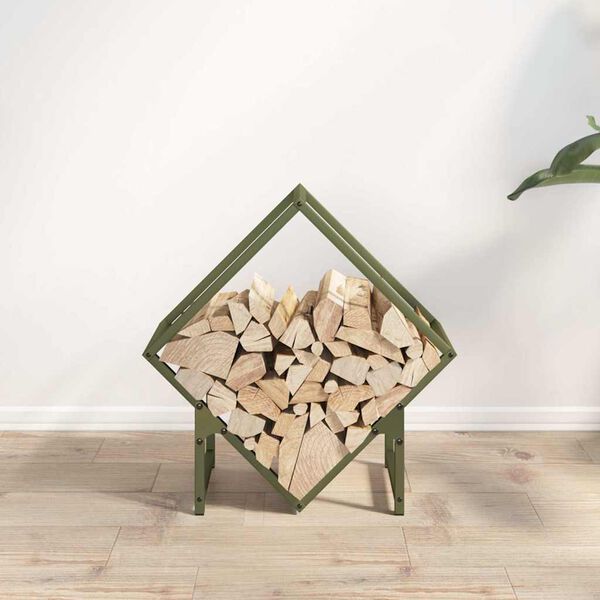 vidaXL Firewood Rack Olive Green 50x25x50 cm Cold-rolled steel