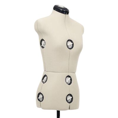 vidaXL Adjustable Dress Form Female Cream S Size 33-40