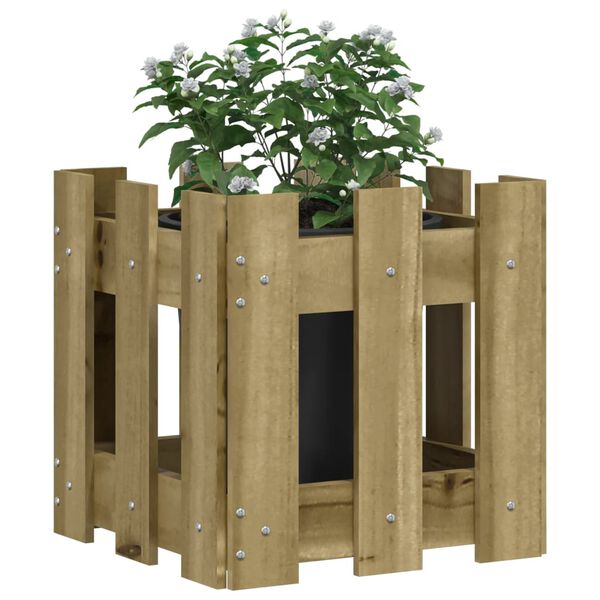 vidaXL Garden Planter with Fence Design 30x30x30 cm Impregnated Wood Pine
