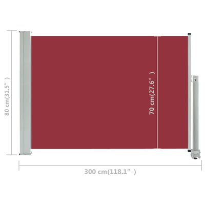 vidaXL Patio Retractable Side Awning 80x300 cm Red