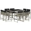 vidaXL 9 Piece Garden Dining Set with Cushions Light Grey Poly Rattan