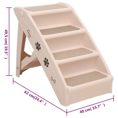 vidaXL Folding Dog Stairs Cream 62x40x49.5 cm