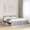 vidaXL Bed Frame with Headboard without Mattress Concrete Grey 150x200 cm King Size