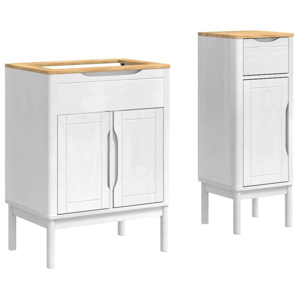 vidaXL Bathroom Furniture Set FLORO 2 pcs White Solid Pine Wood