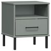 vidaXL Bedside Cabinet with Metal Legs Grey Solid Wood Pine OSLO