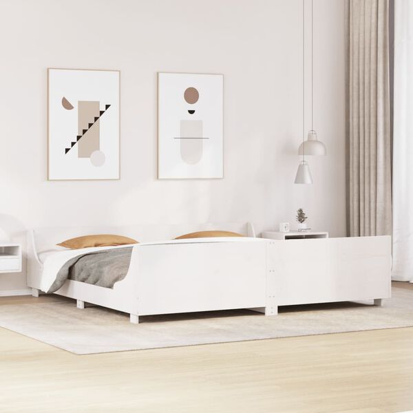 vidaXL Bed Frame without Mattress White 200x200 cm Solid Wood Pine