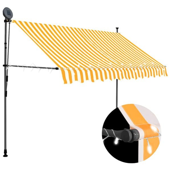 vidaXL Manual Retractable Awning with LED 300 cm White and Orange