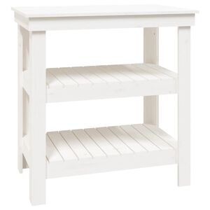 vidaXL Work Bench with Shelf White 78.5 x 50 x 80 cm Solid Pine Wood