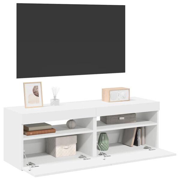 vidaXL TV Cabinets with LED Lights 2 pcs White 60x35x40 cm