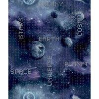 Noordwand Wallpaper Good Vibes Galaxy Planets and Text Black and Purple