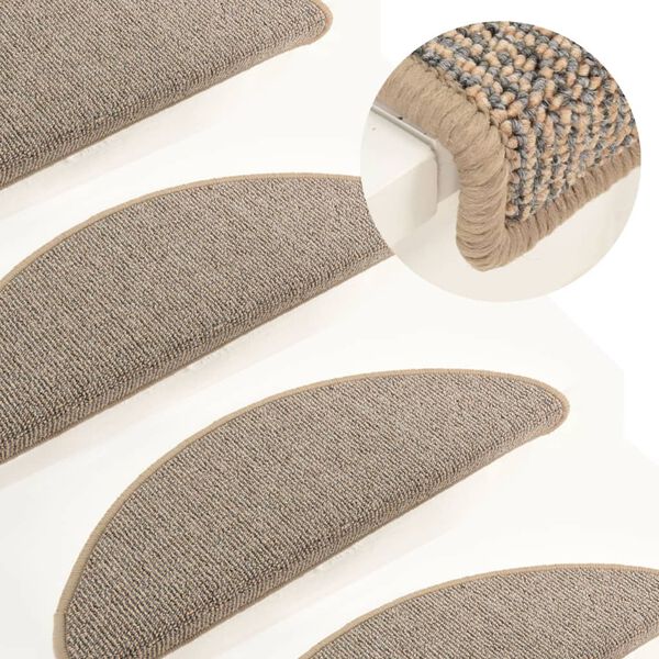 vidaXL Stair Mats 15 pcs 65x21x4 cm Brown Half Round Large