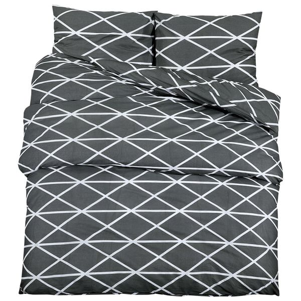 vidaXL Duvet Cover Set Grey 200x200 cm Cotton
