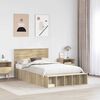vidaXL Bed Frame with Shelf Sonoma Oak 135 x 190 cm Engineered Wood