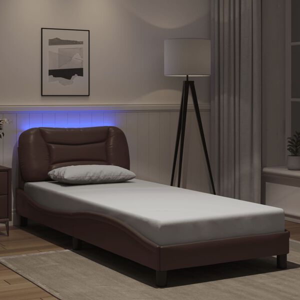 vidaXL Bed Frame with LED without Mattress "Hvar" Brown 80x200 cm