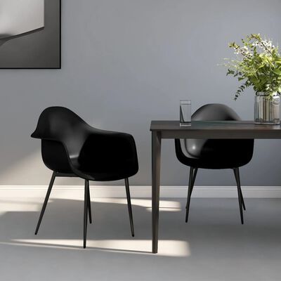 vidaXL Dining Chairs 2 pcs Black PP