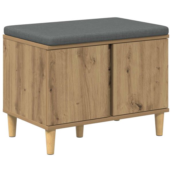 vidaXL Hall Bench with Cushion with Door Artisan Oak 60 x 38 x 46 cm