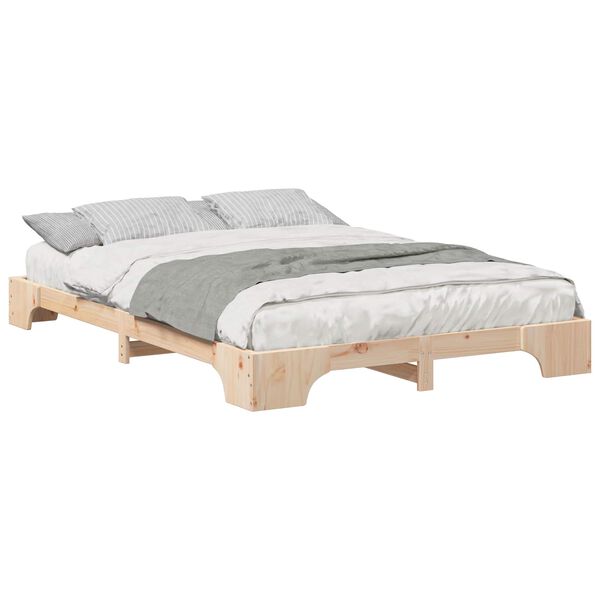 vidaXL Bed Frame Brown 140 x 210 cm Solid Pine Wood