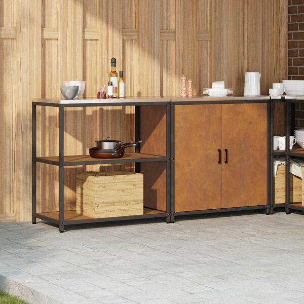 vidaXL Kitchen Storage Set with Shelf 2 pcs Rusty Weathering Steel