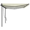 vidaXL Manual Retractable Awning with Posts 6x3.5 m Cream