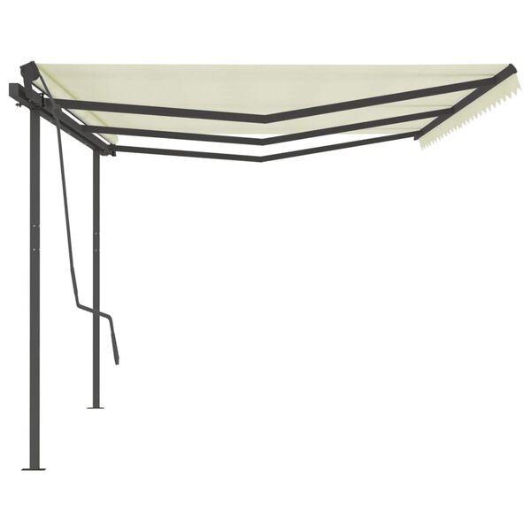 vidaXL Manual Retractable Awning with Posts 6x3.5 m Cream