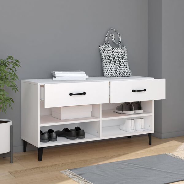 vidaXL Shoe Cabinet White 102x35x55 cm Engineered Wood