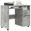 vidaXL Desk with Wheels Concrete Grey 91 x 50 x 77 cm Engineered Wood