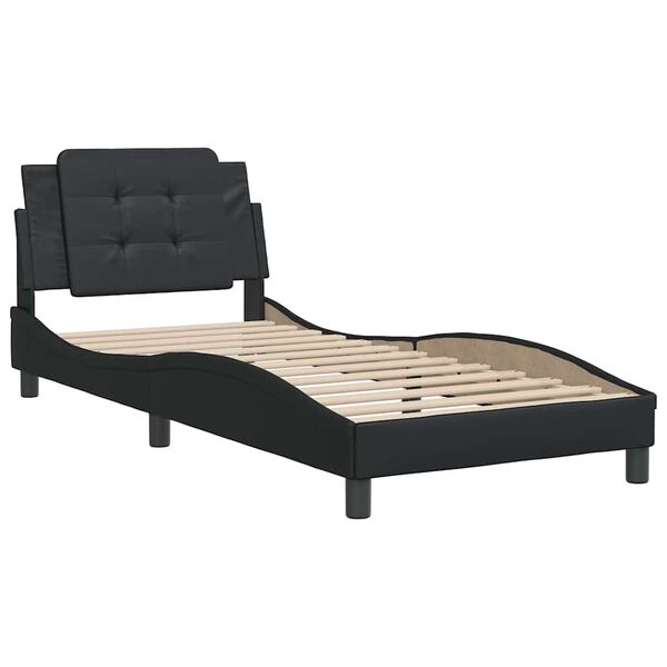 vidaXL Bed Frame without Mattress "Zadar" Black 100x203 cm Faux Leather