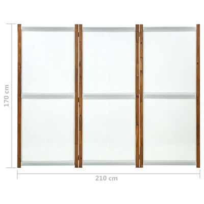 vidaXL 3-Panel Room Divider Cream White 210x170 cm