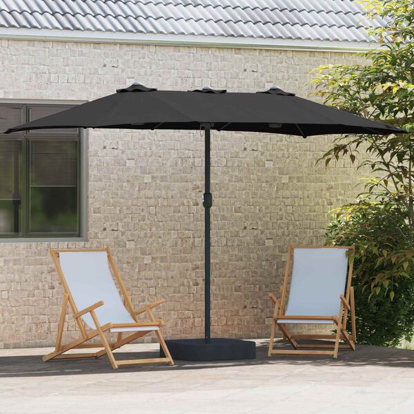 vidaXL Garden Parasol Black 385 x 209 x 244 cm Polyester