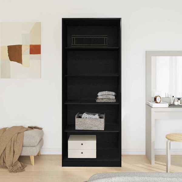 vidaXL Wardrobe with Shelf Black Oak 80 x 50 x 200 cm Engineered Wood